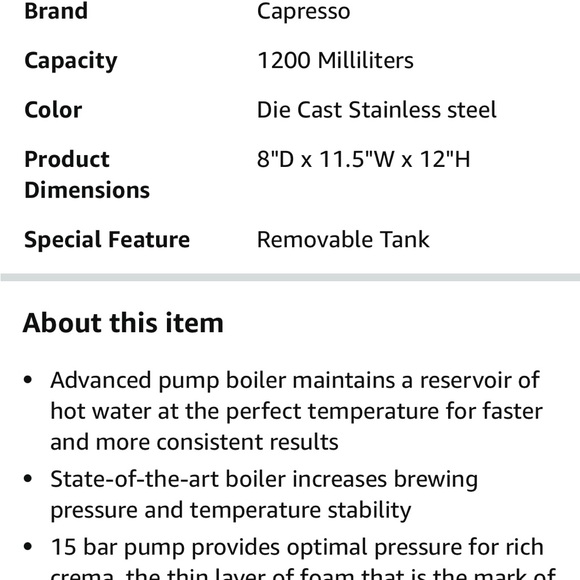 Capresso Cafe Select Espresso & Cappuccino Machine with Extras - Picture 12 of 14